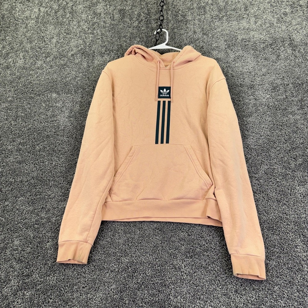 Adidas Originals Hoodie Mens Small Pink Fleece Pullover Trefoil 3 Stripes